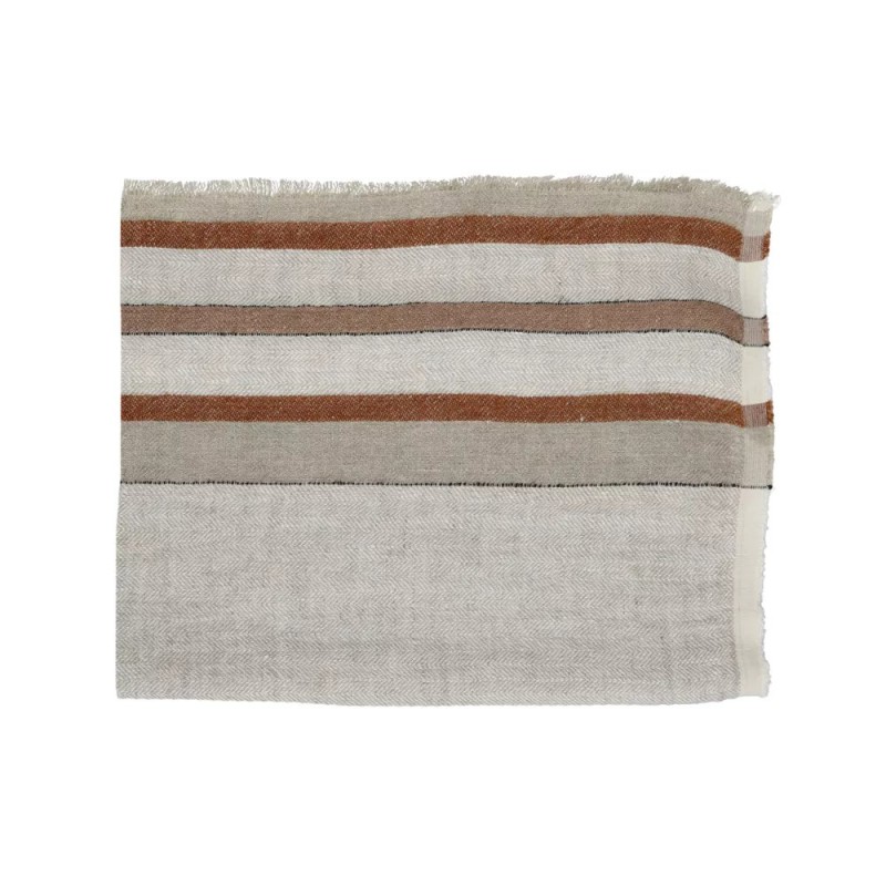 THROW RUSSY LINEN NATUR MIX COLOR STRIPES - BLANKETS, TOWELS